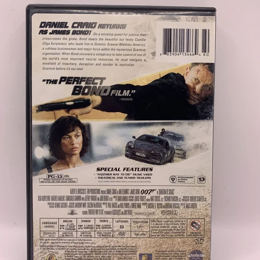 Quantum of Solace DVD Movie Rated PG-13 MGM Widescreen Daniel Craig